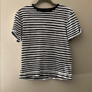 Marc By Marc Jacobs Black and White Striped Short Sleeve Tee